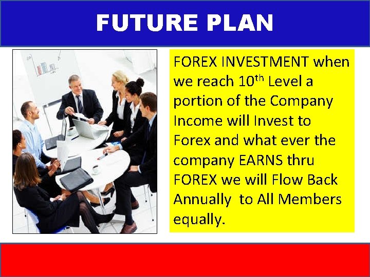 FUTURE PLAN FOREX INVESTMENT when we reach 10 th Level a portion of the
