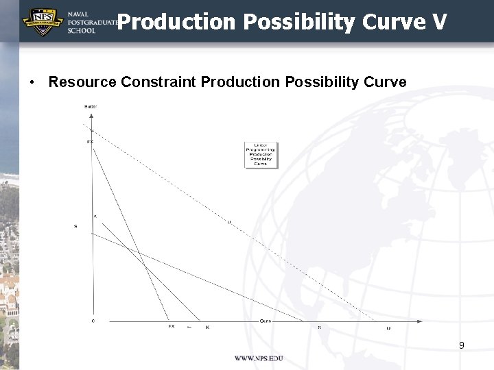 Production Possibility Curve V • Resource Constraint Production Possibility Curve 9 