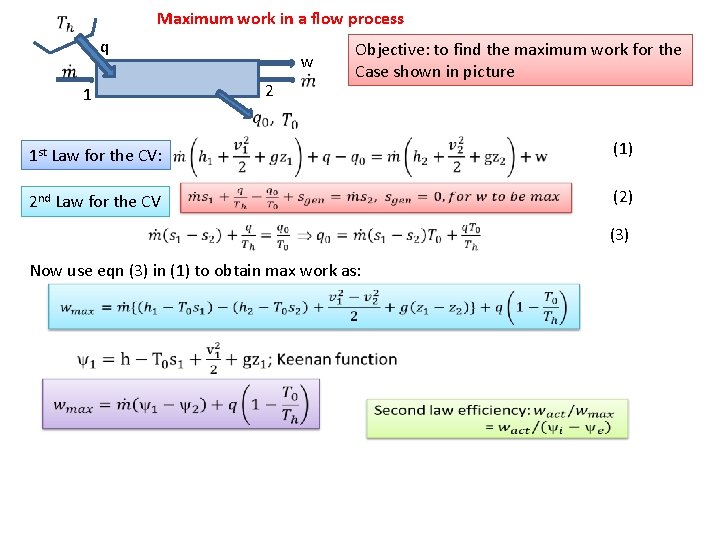 Maximum work in a flow process q 1 w 2 Objective: to find the