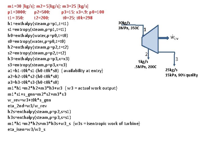 m 1=30 [kg/s]; m 2= 5[kg/s]; m 3=25 [kg/s] p 1=3000; p 2=500; p