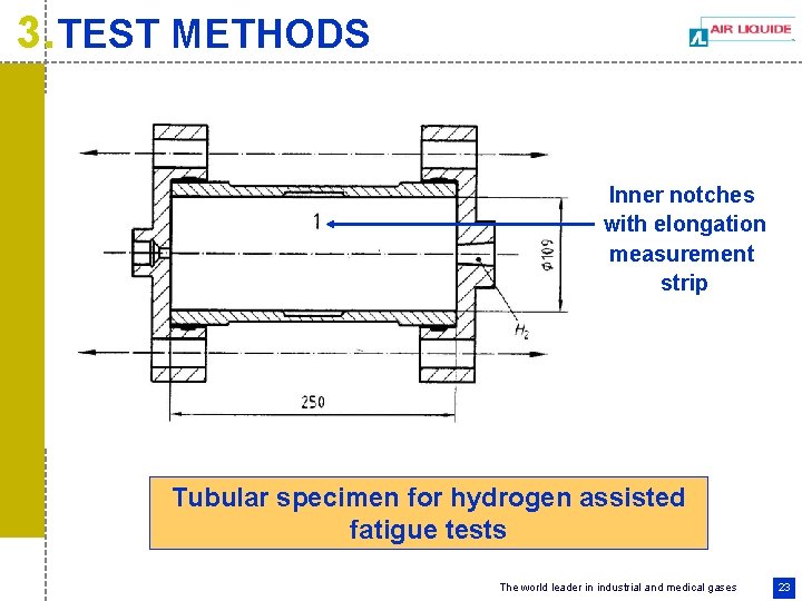 3. TEST METHODS Inner notches with elongation measurement strip Tubular specimen for hydrogen assisted