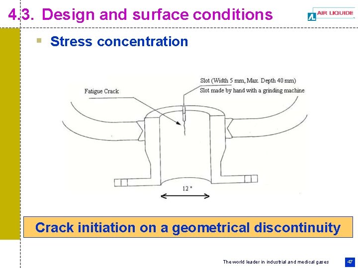 4. 3. Design and surface conditions § Stress concentration Crack initiation on a geometrical