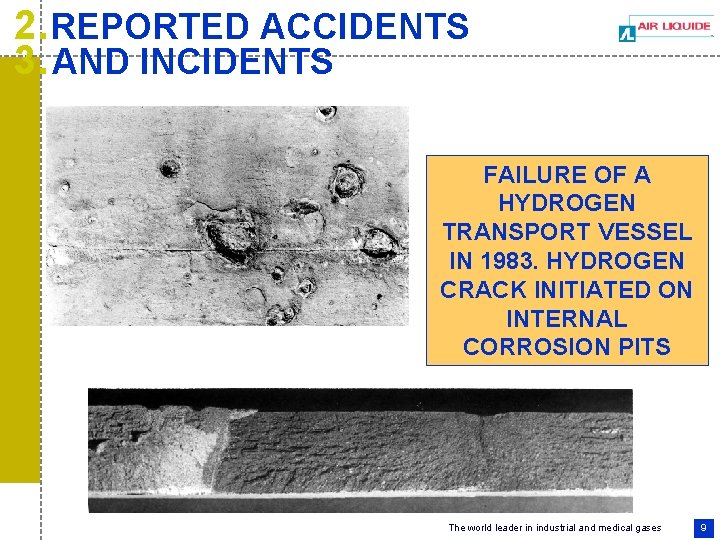 2. REPORTED ACCIDENTS 3. AND INCIDENTS FAILURE OF A HYDROGEN TRANSPORT VESSEL IN 1983.