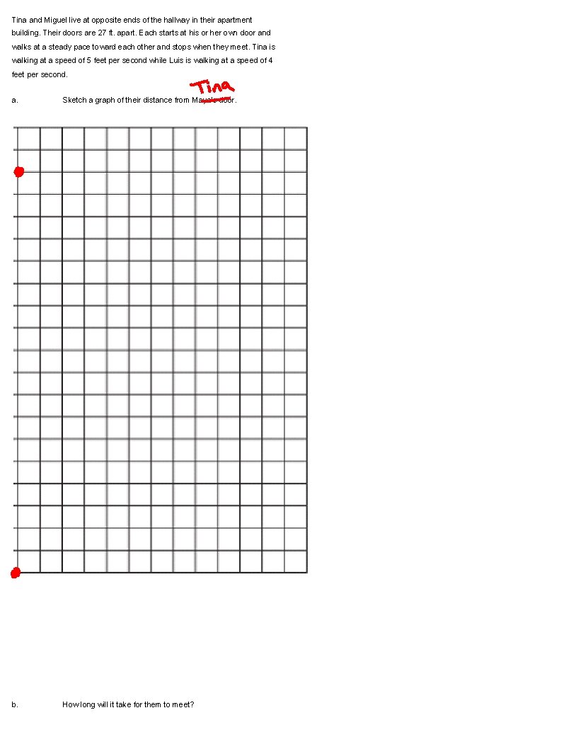 Tina and Miguel live at opposite ends of the hallway in their apartment building.