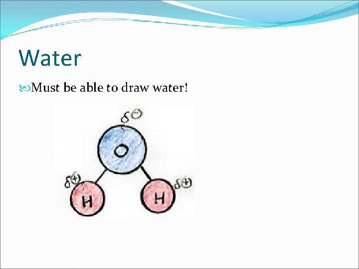 Water Must be able to draw water! 