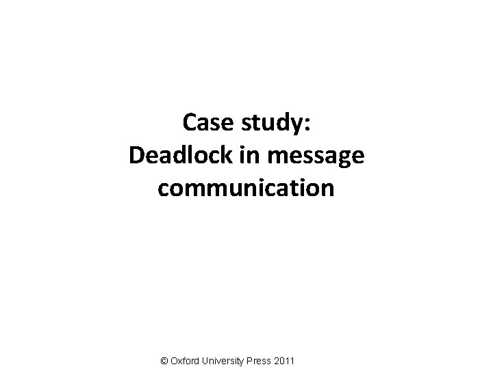 Case study: Deadlock in message communication © Oxford University Press 2011 