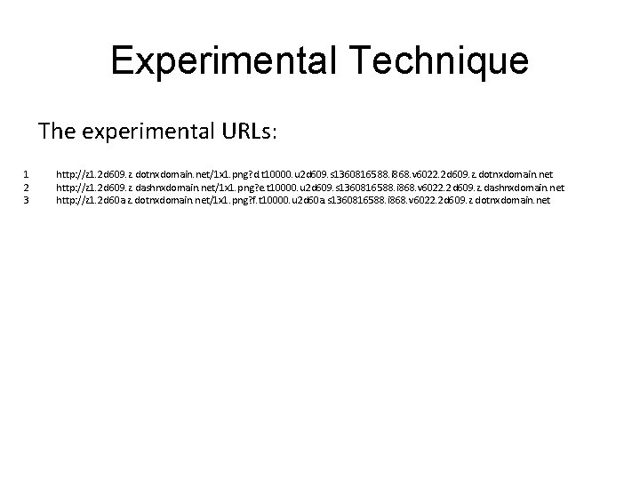 Experimental Technique The experimental URLs: 1 2 3 http: //z 1. 2 d 609.