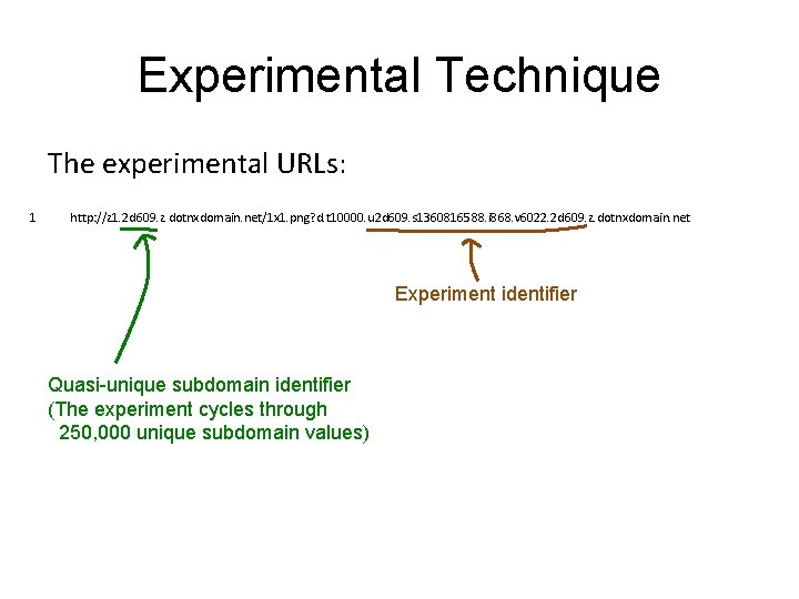 Experimental Technique The experimental URLs: 1 http: //z 1. 2 d 609. z. dotnxdomain.