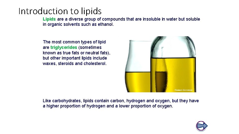 Introduction to lipids Lipids are a diverse group of compounds that are insoluble in