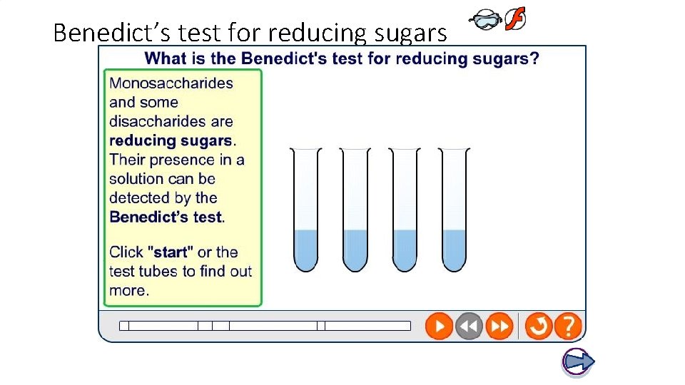 Benedict’s test for reducing sugars 