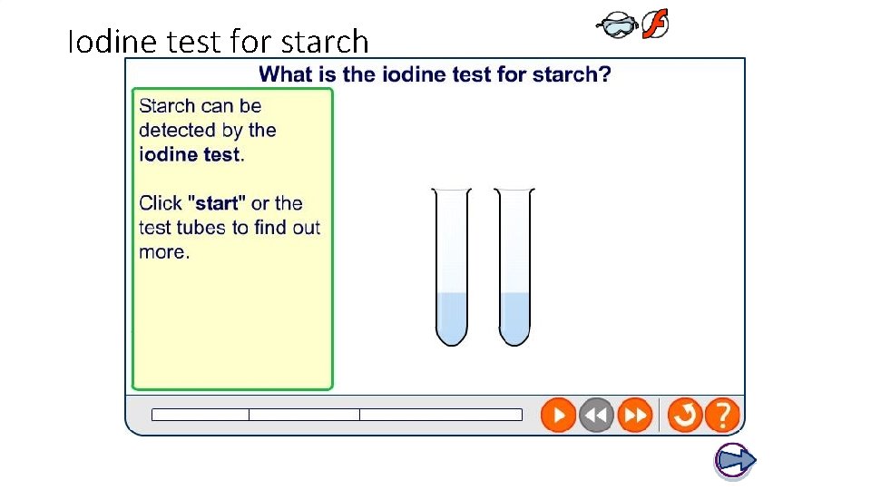 Iodine test for starch 