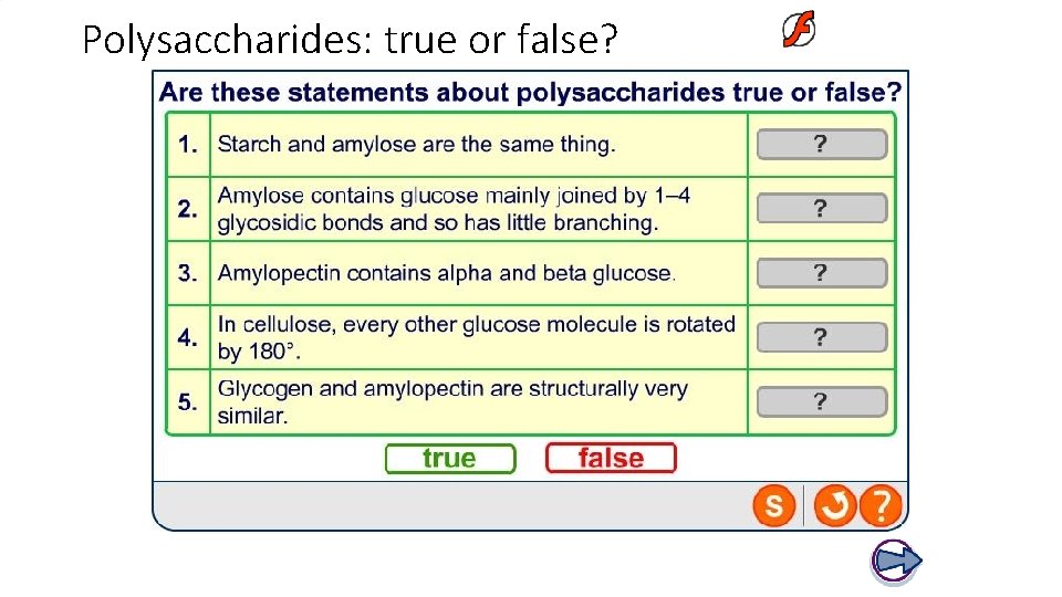 Polysaccharides: true or false? 