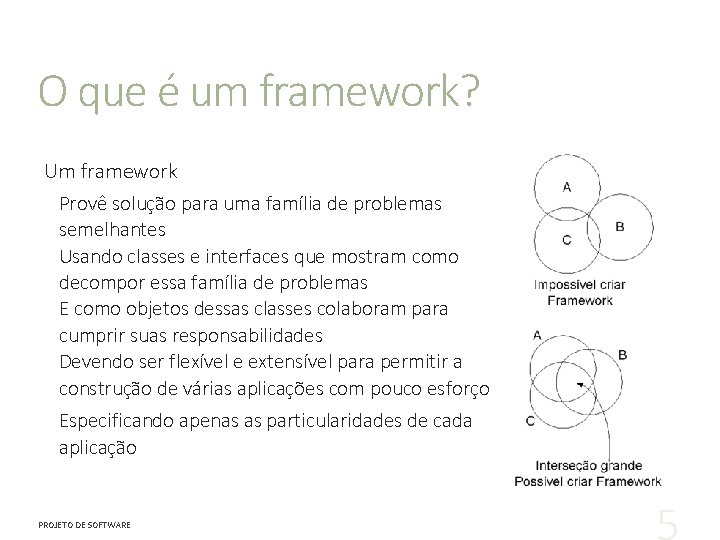 O que é um framework? Um framework Provê solução para uma família de problemas