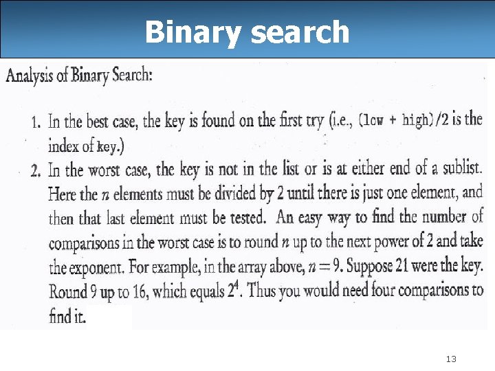 Binary search 13 