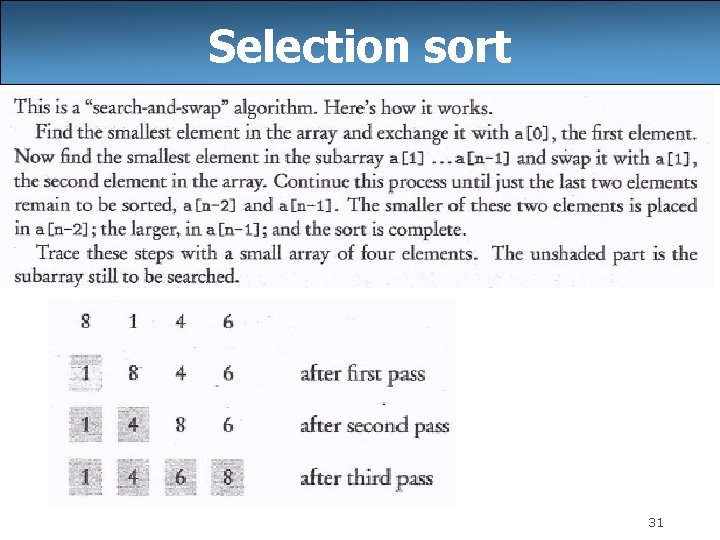 Selection sort 31 