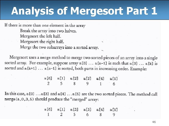 Analysis of Mergesort Part 1 46 