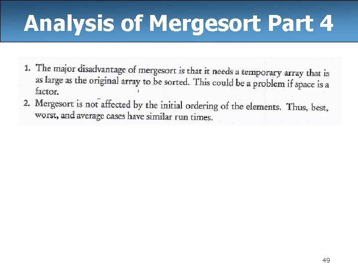 Analysis of Mergesort Part 4 49 