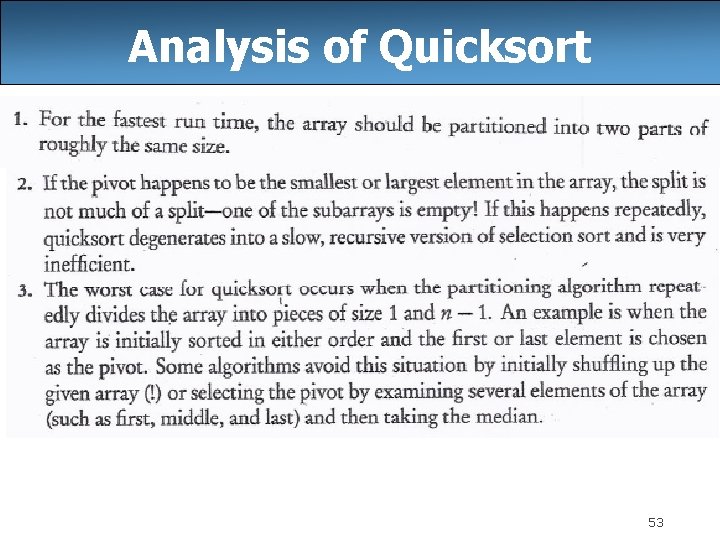 Analysis of Quicksort 53 