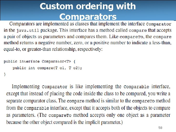 Custom ordering with Comparators 58 