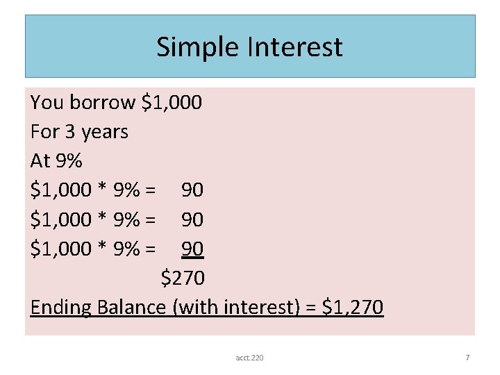 Simple Interest You borrow $1, 000 For 3 years At 9% $1, 000 *
