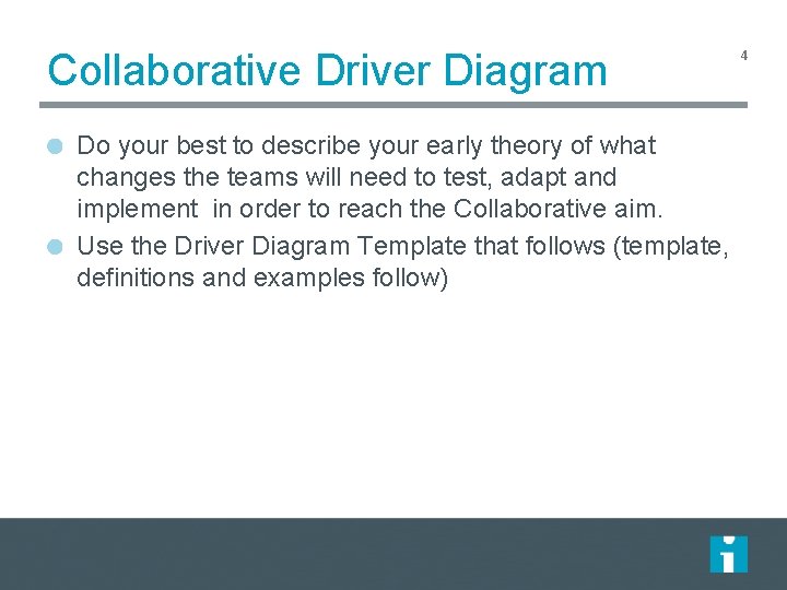 Collaborative Driver Diagram Do your best to describe your early theory of what changes