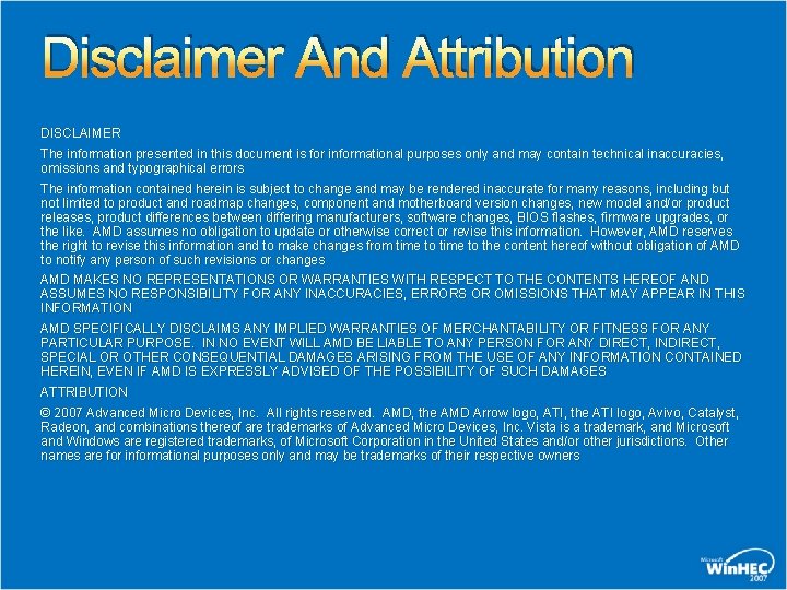 Disclaimer And Attribution DISCLAIMER The information presented in this document is for informational purposes