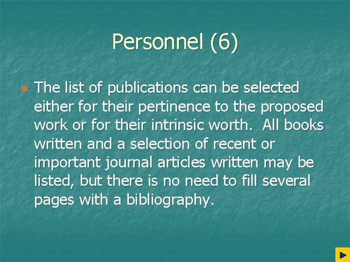 Personnel (6) n The list of publications can be selected either for their pertinence