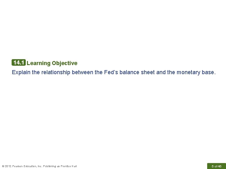 14. 1 Learning Objective Explain the relationship between the Fed’s balance sheet and the