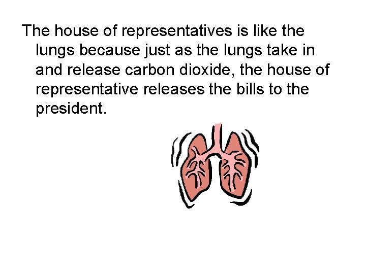 The house of representatives is like the lungs because just as the lungs take The house of representatives is like the lungs because just as the lungs take