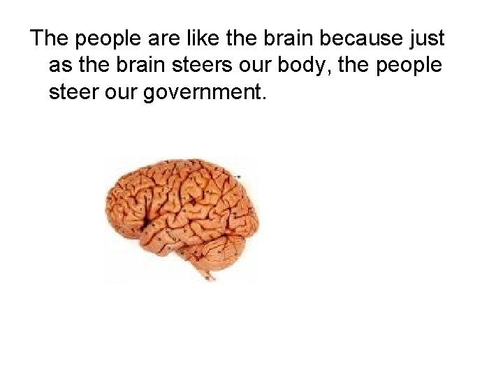 The people are like the brain because just as the brain steers our body, The people are like the brain because just as the brain steers our body,