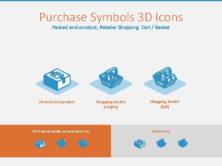 Purchase Symbols 3 D Icons Packed end-product, Retailer Shopping Cart / Basket Packed end