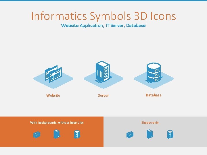 Informatics Symbols 3 D Icons Website Application, IT Server, Database Website With backgrounds, without