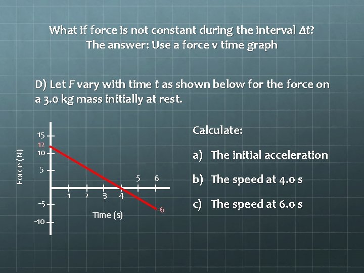 What if force is not constant during the interval Δt? The answer: Use a