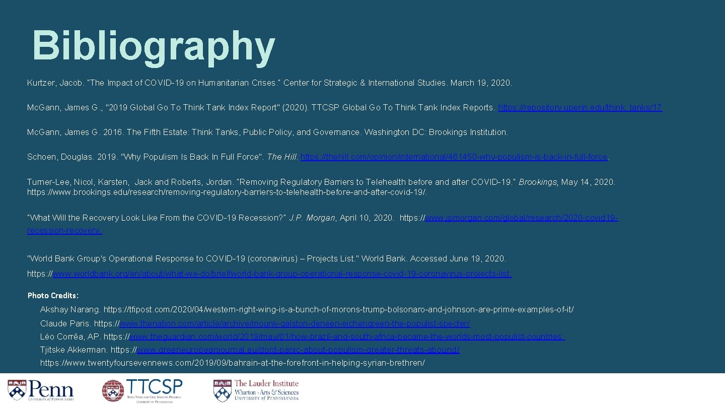 Bibliography Kurtzer, Jacob. “The Impact of COVID-19 on Humanitarian Crises. ” Center for Strategic Bibliography Kurtzer, Jacob. “The Impact of COVID-19 on Humanitarian Crises. ” Center for Strategic