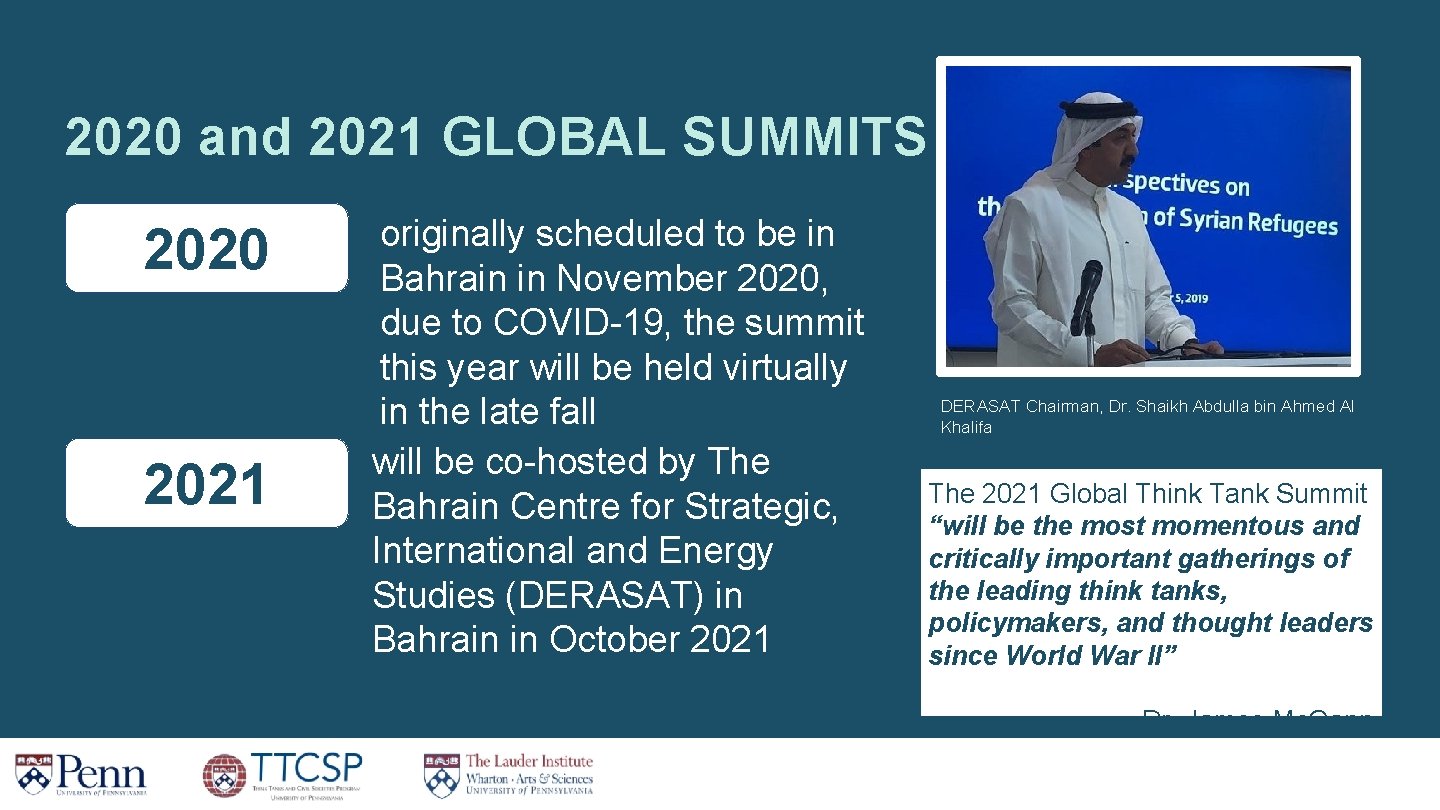 2020 and 2021 GLOBAL SUMMITS 2020 2021 originally scheduled to be in Bahrain in 2020 and 2021 GLOBAL SUMMITS 2020 2021 originally scheduled to be in Bahrain in