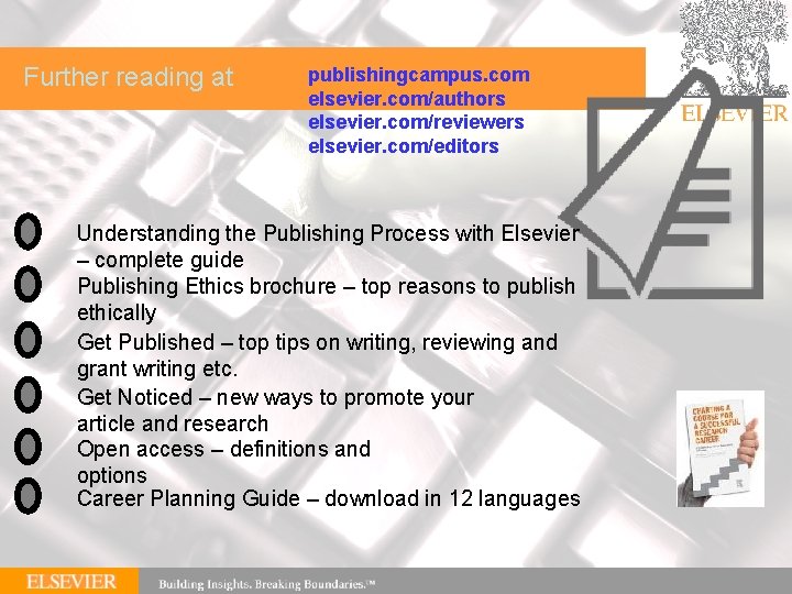 | 79 Further reading at publishingcampus. com elsevier. com/authors elsevier. com/reviewers elsevier. com/editors Understanding