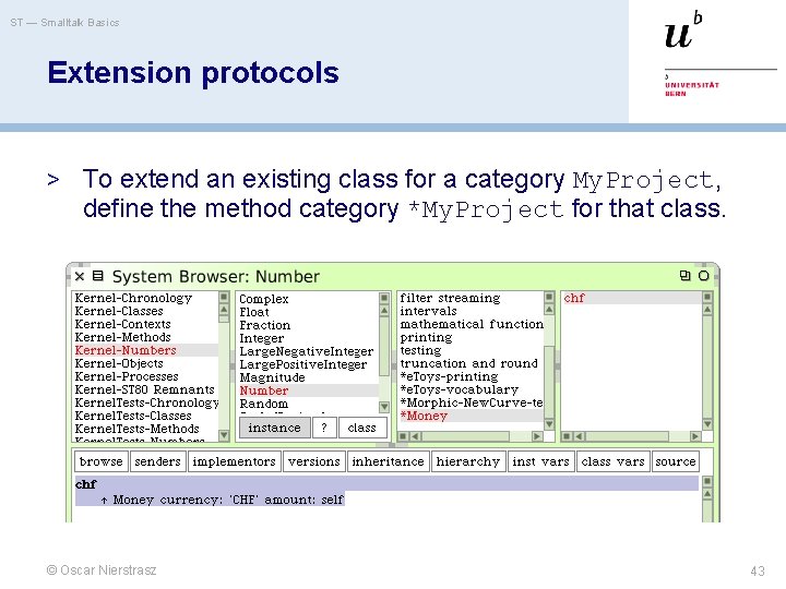 ST — Smalltalk Basics Extension protocols > To extend an existing class for a