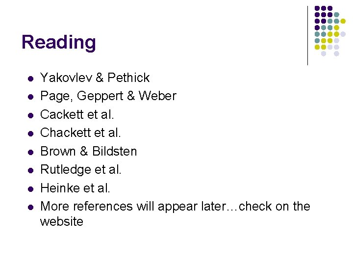 Reading l l l l Yakovlev & Pethick Page, Geppert & Weber Cackett et