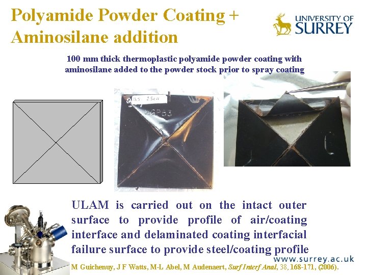 Polyamide Powder Coating + Aminosilane addition The Surface Analysis Laboratory 100 mm thick thermoplastic