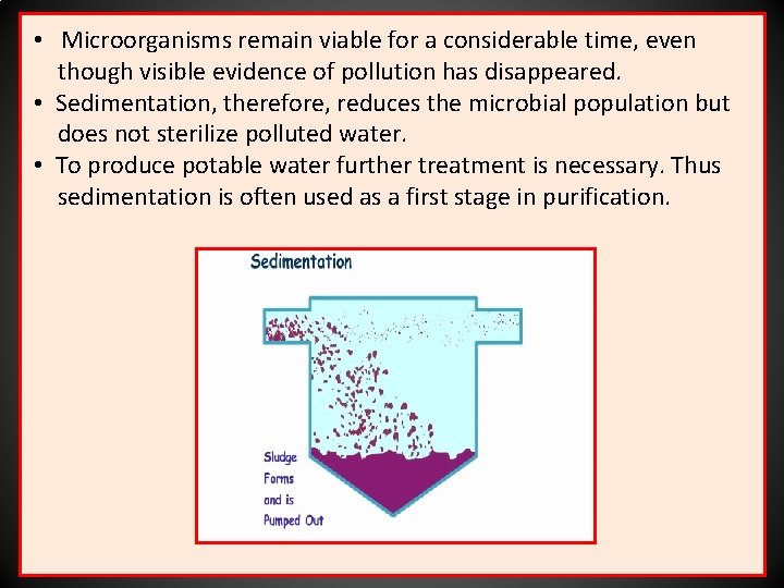  • Microorganisms remain viable for a considerable time, even though visible evidence of