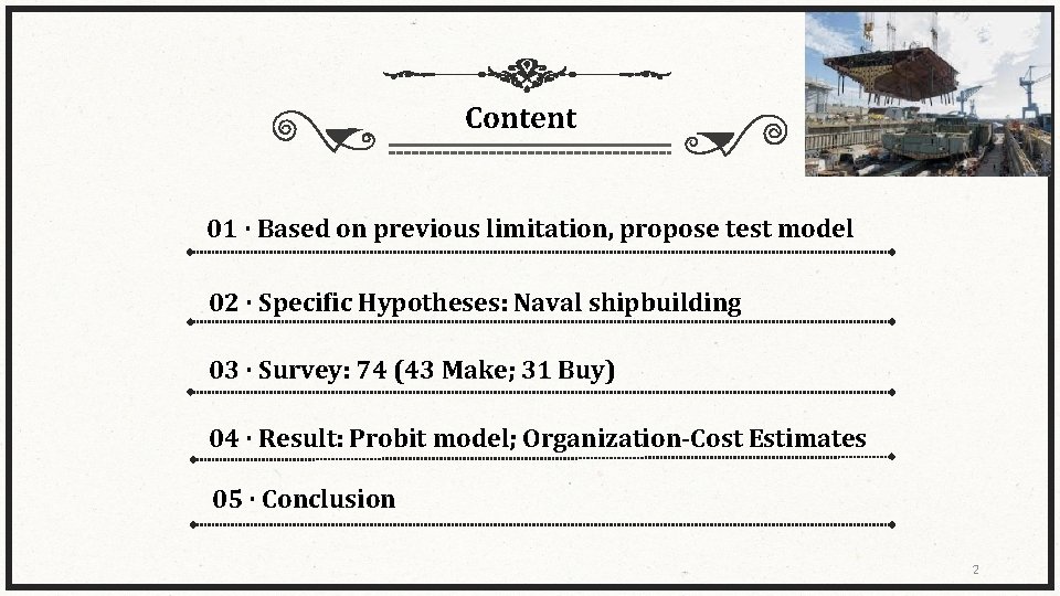 Content 01 · Based on previous limitation, propose test model 02 · Specific Hypotheses:
