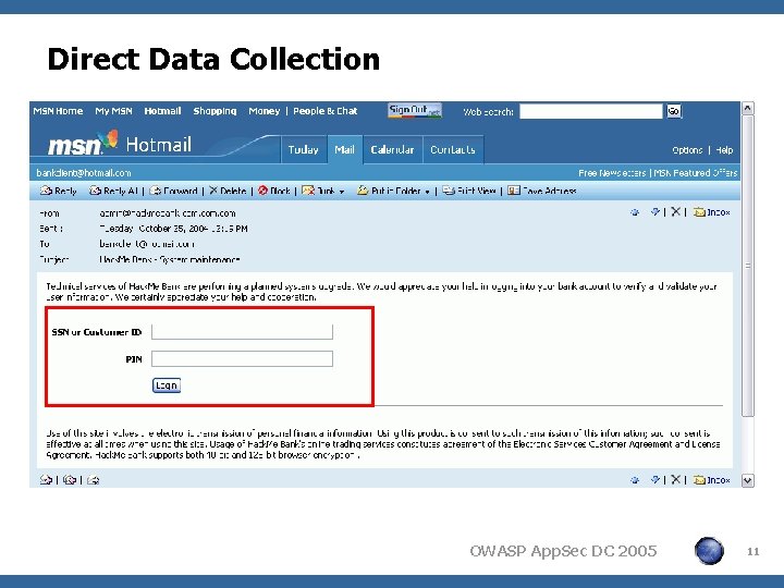 Direct Data Collection OWASP App. Sec DC 2005 11 
