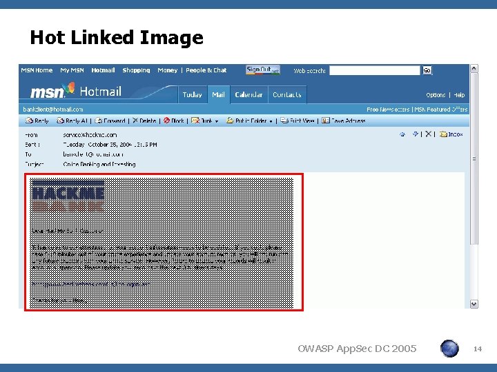 Hot Linked Image OWASP App. Sec DC 2005 14 