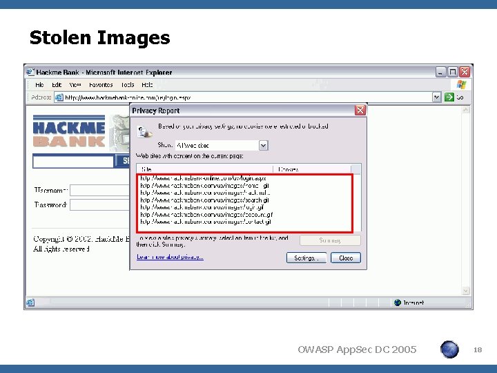 Stolen Images OWASP App. Sec DC 2005 18 