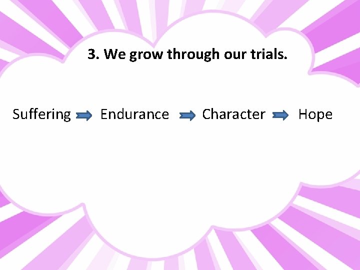 3. We grow through our trials. Suffering Endurance Character Hope 