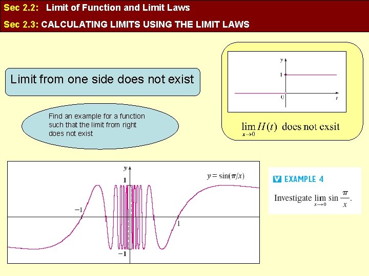 Sec 2. 2: Limit of Function and Limit Laws Sec 2. 3: CALCULATING LIMITS