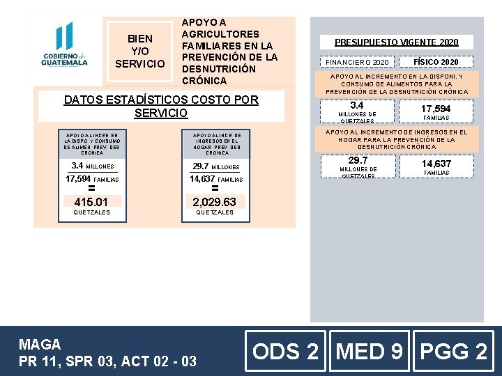 BIEN Y/O SERVICIO APOYO A AGRICULTORES FAMILIARES EN LA PREVENCIÓN DE LA DESNUTRICIÓN CRÓNICA