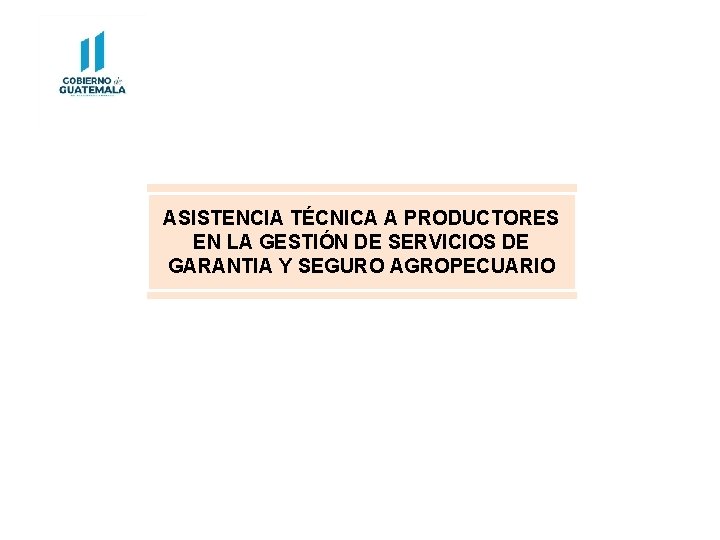 ASISTENCIA TÉCNICA A PRODUCTORES EN LA GESTIÓN DE SERVICIOS DE GARANTIA Y SEGURO AGROPECUARIO