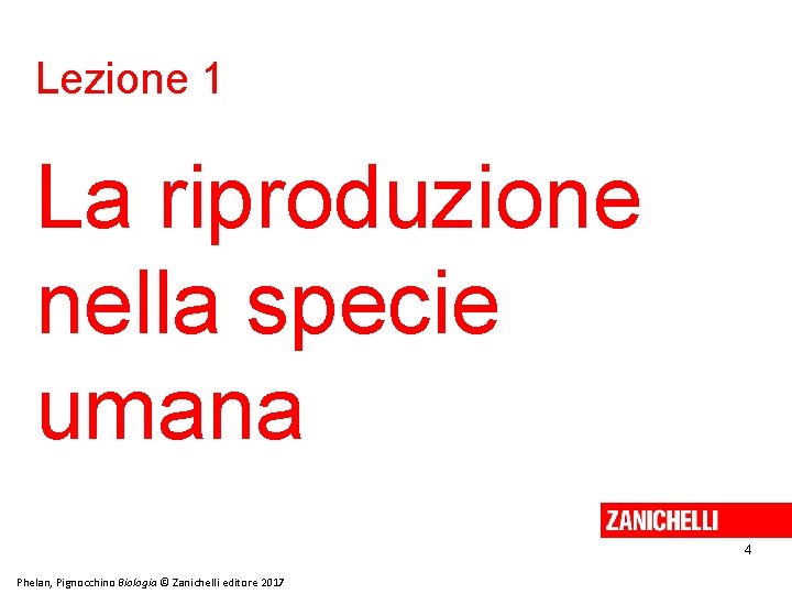 Lezione 1 La riproduzione nella specie umana 4 Phelan, Pignocchino Biologia © Zanichelli editore