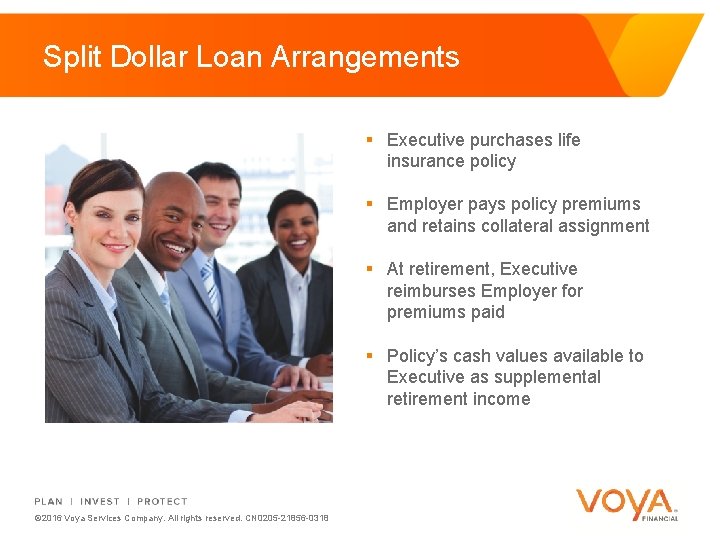 Split Dollar Loan Arrangements § Executive purchases life insurance policy § Employer pays policy